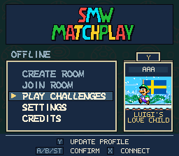 Luigi in the offline Clubhouse with Sweden’s flag and Luigi’s Love Child, using Ice Mountains, Snowy Dirt and Heavy Snow.
