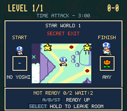 Toad on the Star World 1 secret-exit preview, with a three-minute time-attack window.